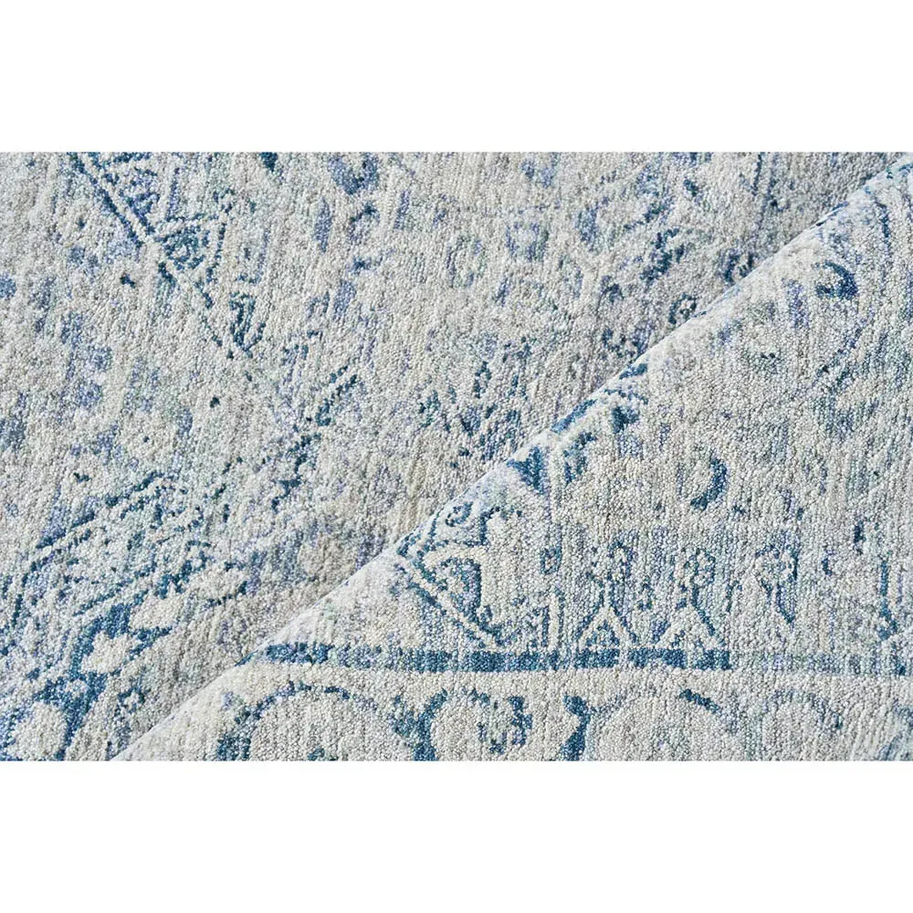 Nathan Vintage Loom Patterned Rug - Blue, Polyester