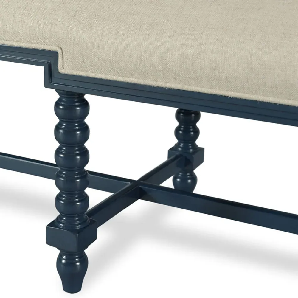 Nathaniel Oak Bench - Navy Blue, Oak