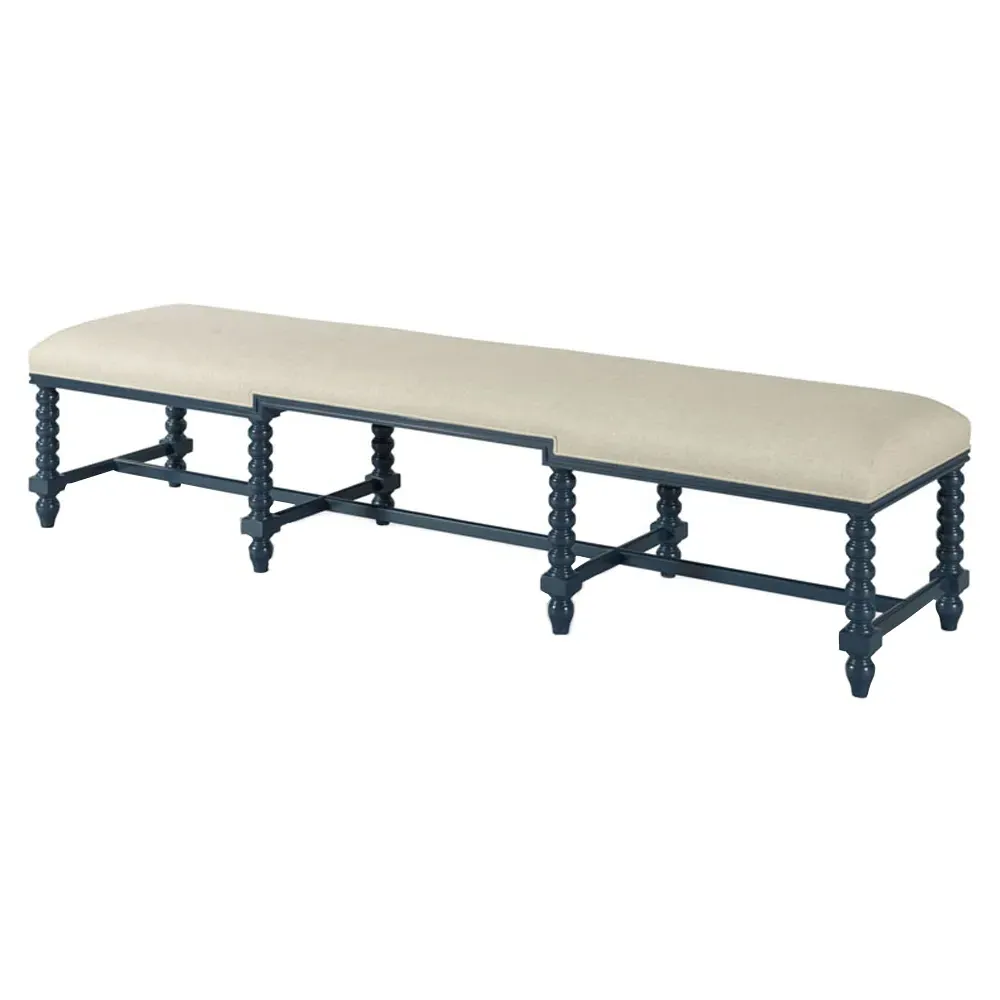 Nathaniel Oak Bench - Navy Blue, Oak image