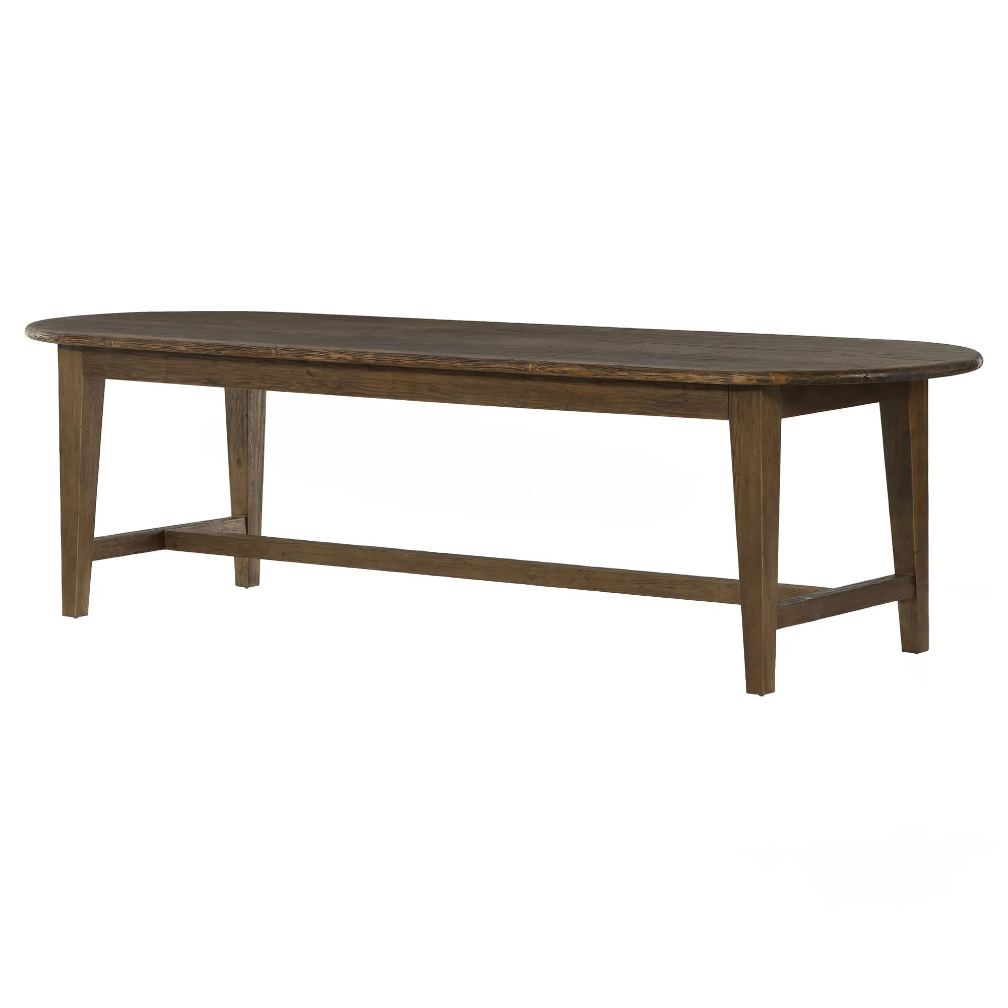 Nayden Large Oval Trestle Dining Table - Brown, Pine Wood