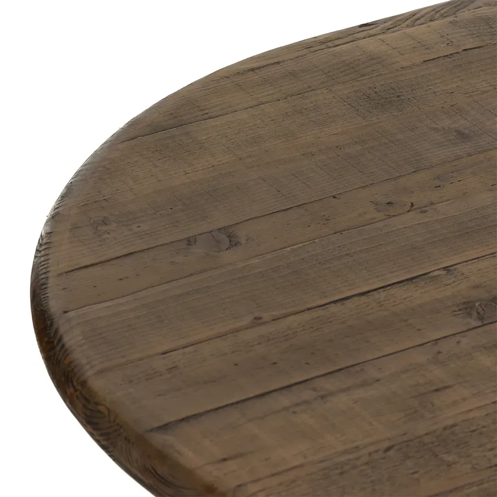 Nayden Large Oval Trestle Dining Table - Brown, Pine Wood