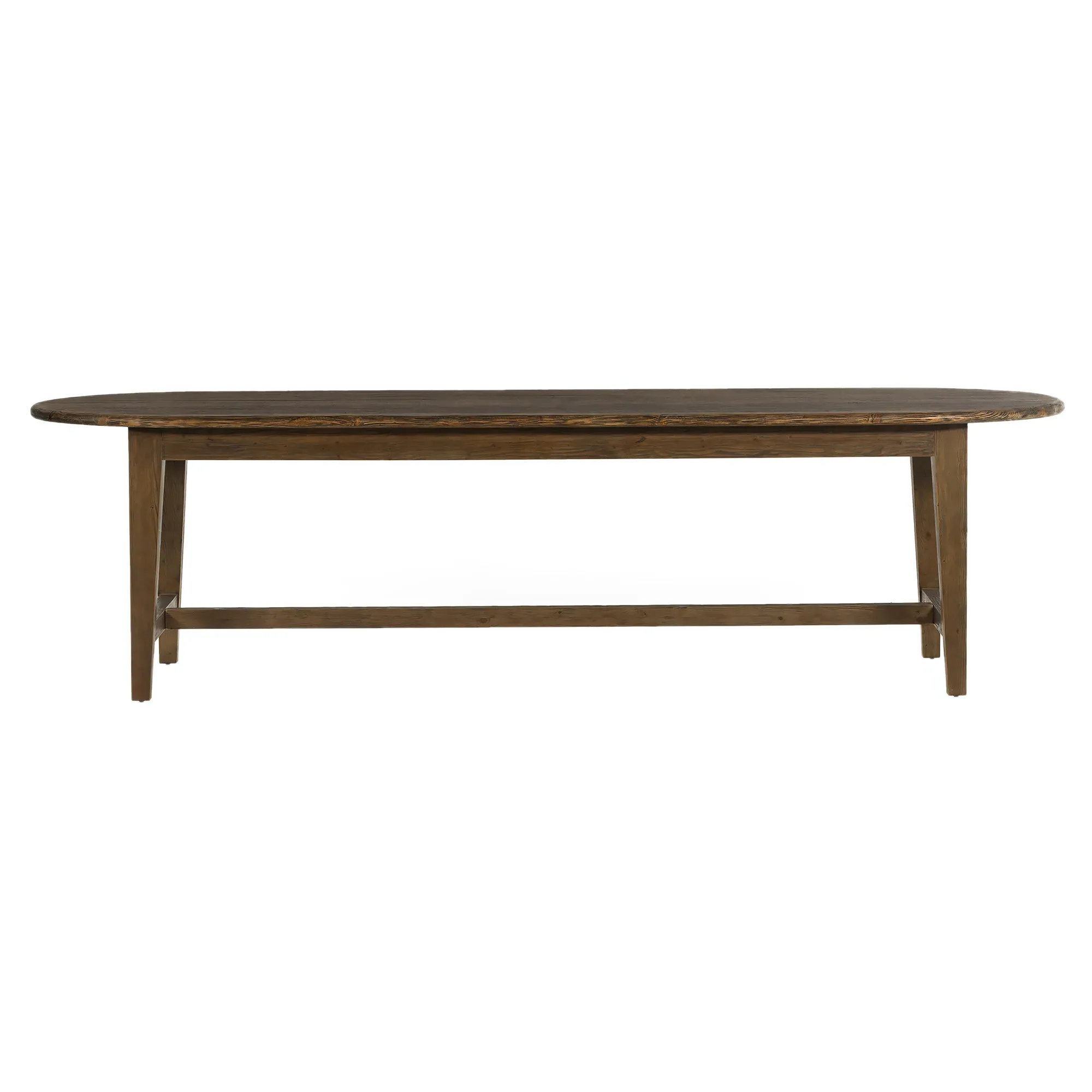 Nayden Large Oval Trestle Dining Table - Brown, Pine Wood