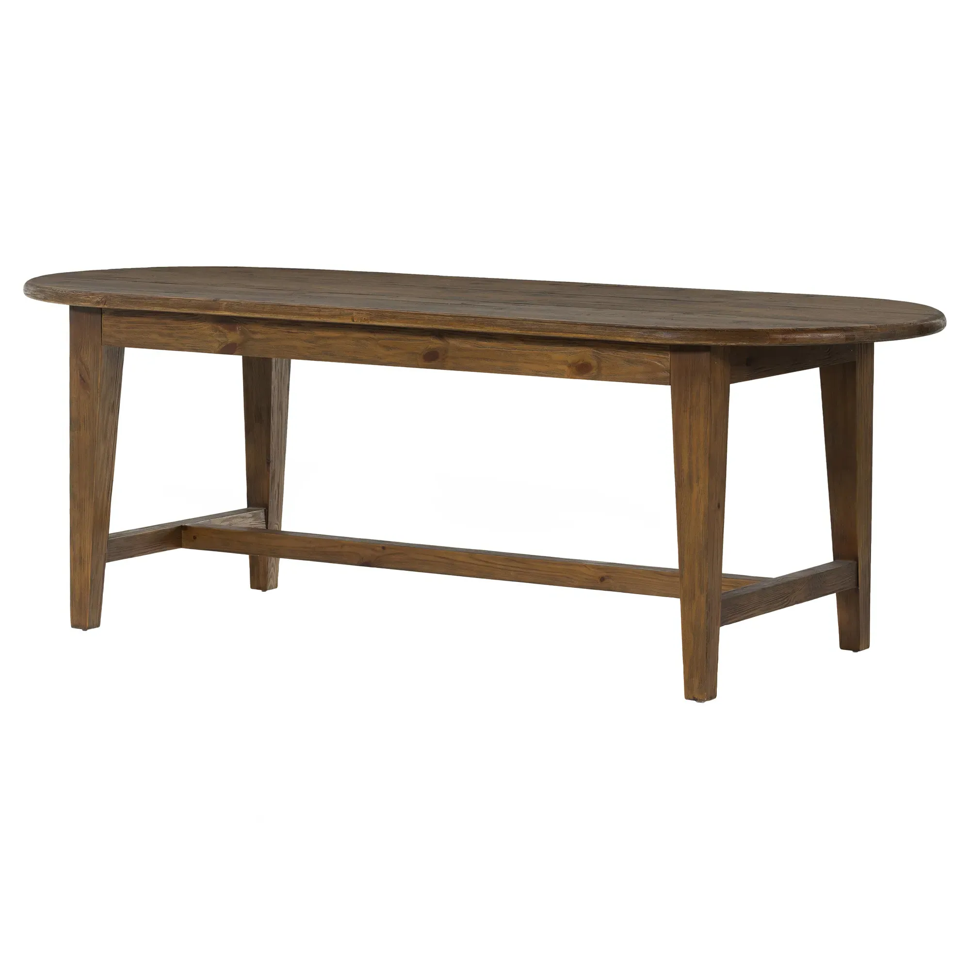 Nayden Small Oval Trestle Dining Table - Brown, Pine Wood