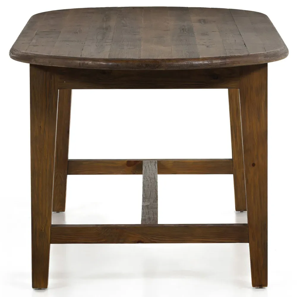 Nayden Small Oval Trestle Dining Table - Brown, Pine Wood