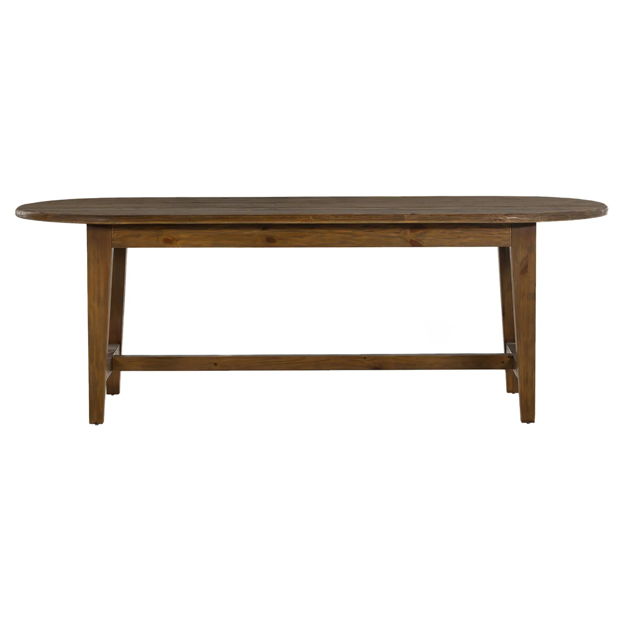 Nayden Small Oval Trestle Dining Table - Brown, Pine Wood image