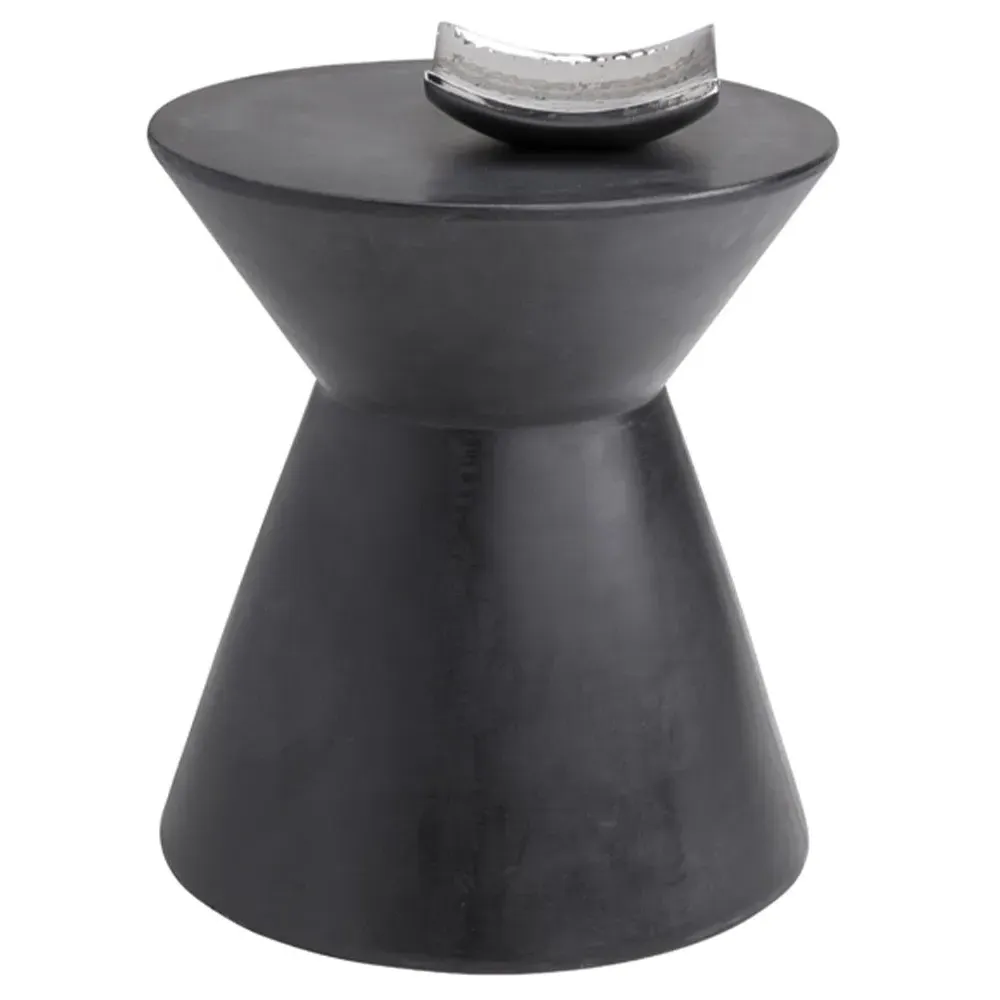 Neave Hourglass End Table - Black, Concrete