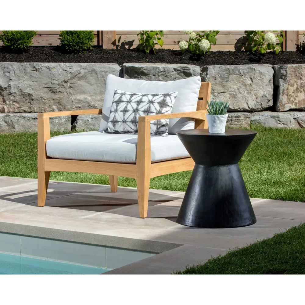 Neave Hourglass End Table - Black, Concrete