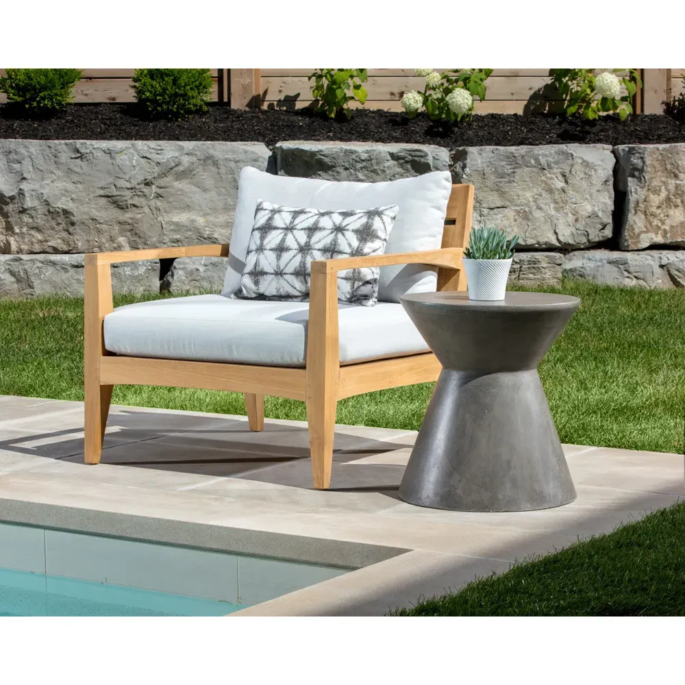 Neave Hourglass End Table - Grey, Concrete