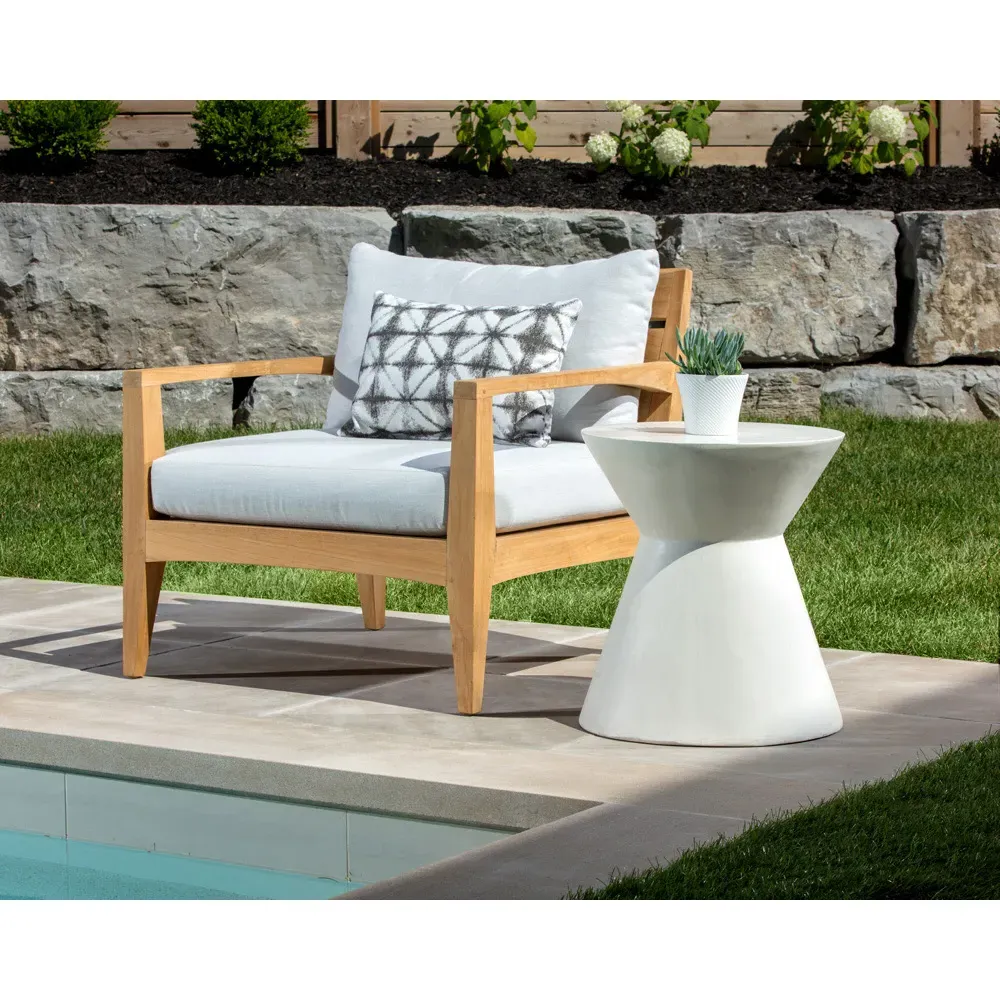 Neave Hourglass End Table - White, Concrete