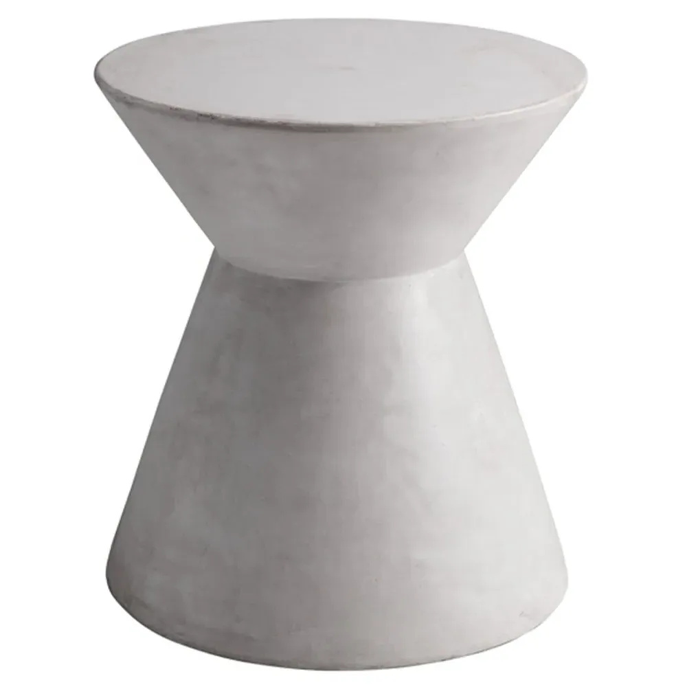 Neave Hourglass End Table - White, Concrete