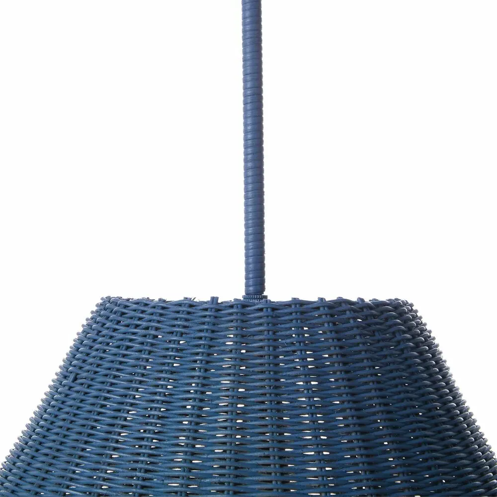 Nell Round Pendant - Dark Blue, Rattan