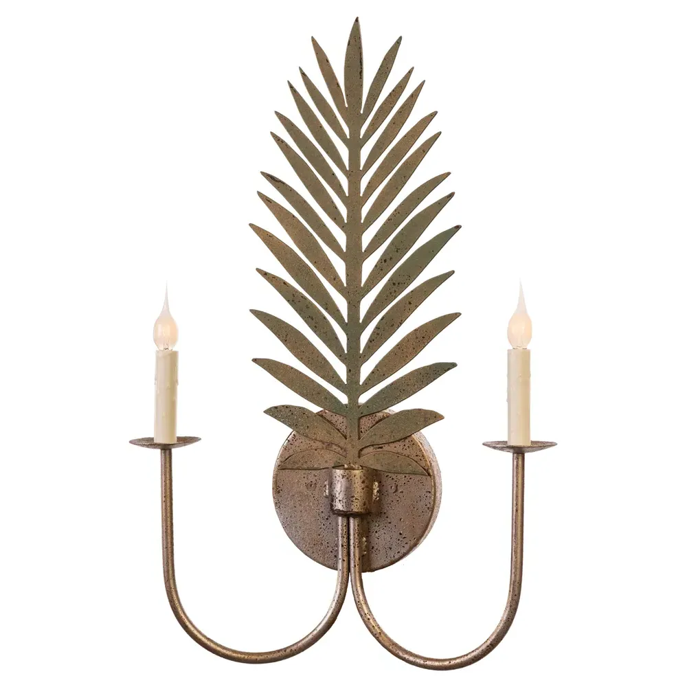 Nelu Palm Candle Wall Sconce - Gold, Steel image