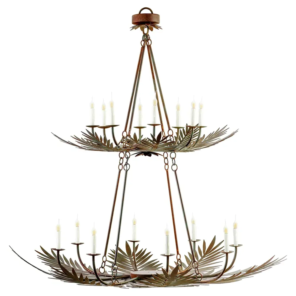 Nelu Palm Frond Chandelier - Brown, Steel