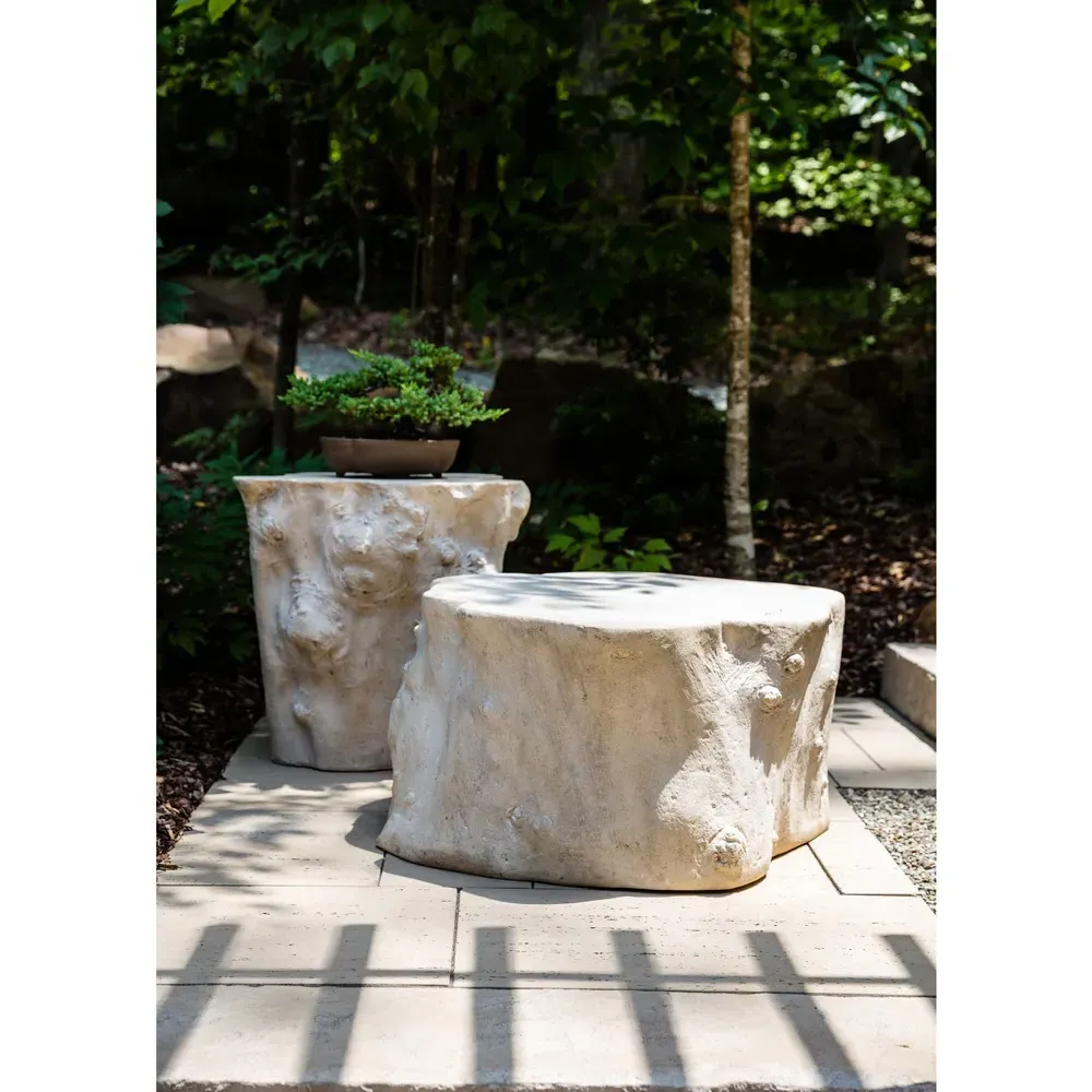 Nephele Large Outdoor Stool - Off-White, Resin