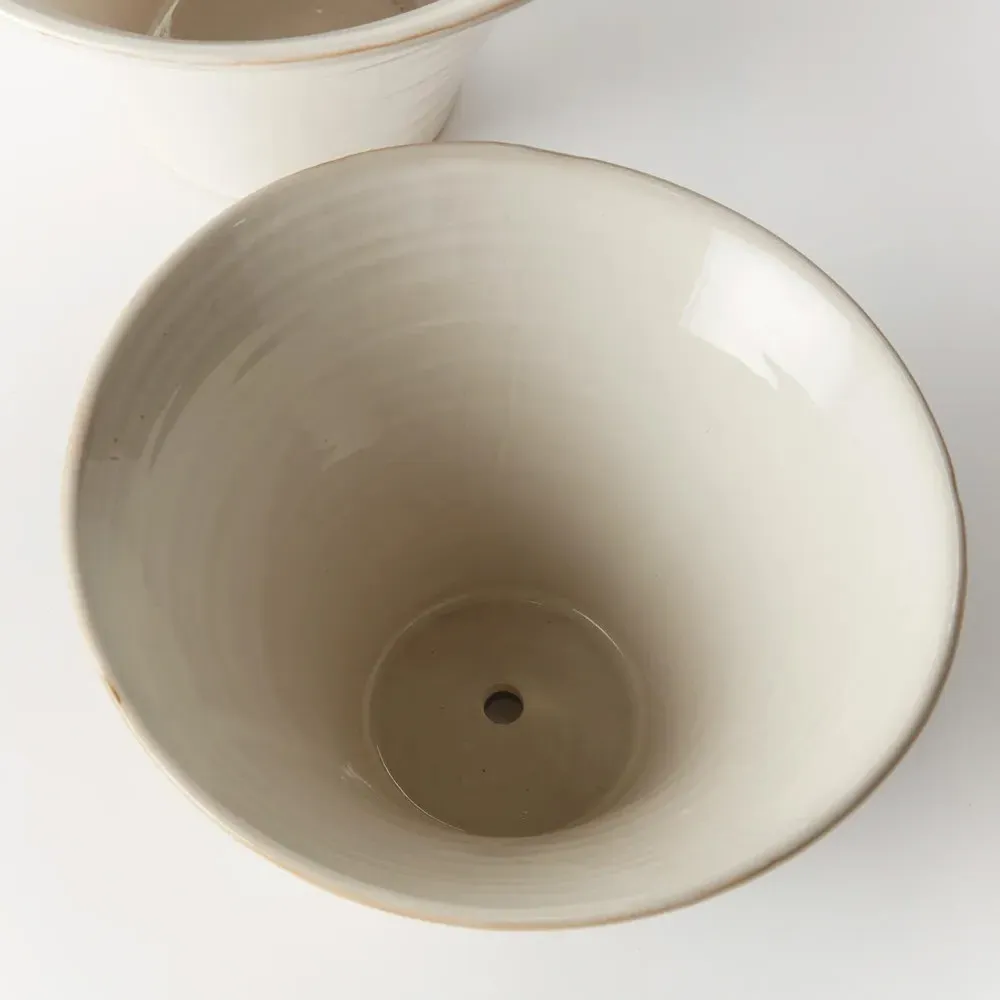 Nerea Decorative Pot Set of 2 - White, Stoneware