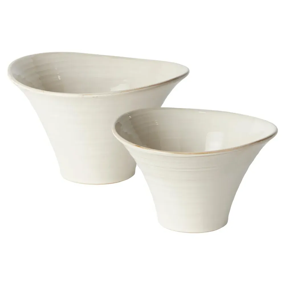 Nerea Decorative Pot Set of 2 - White, Stoneware