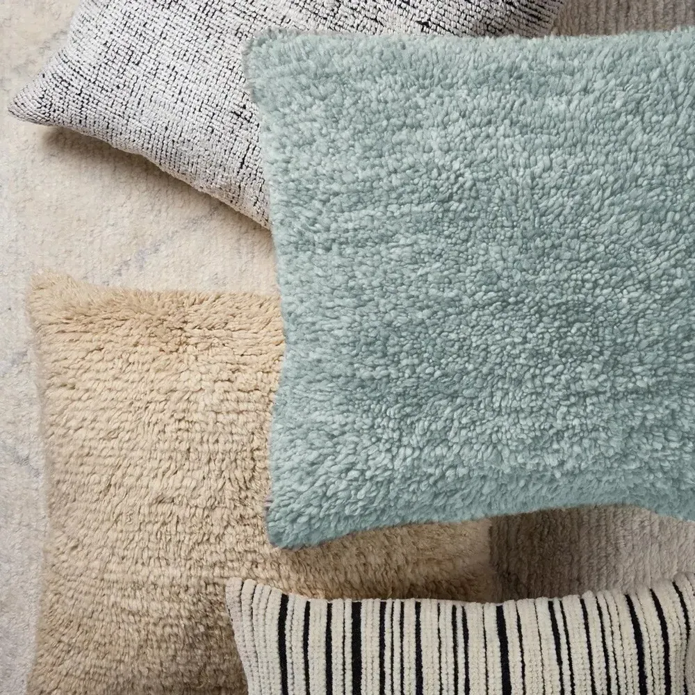 Neriah Shag Throw Pillow - Cream, Wool