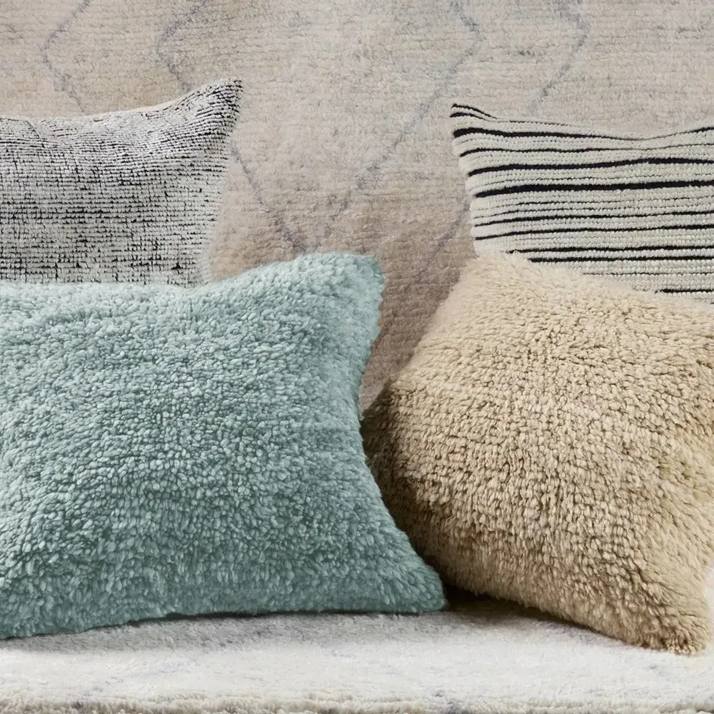 Neriah Shag Throw Pillow - Cream, Wool