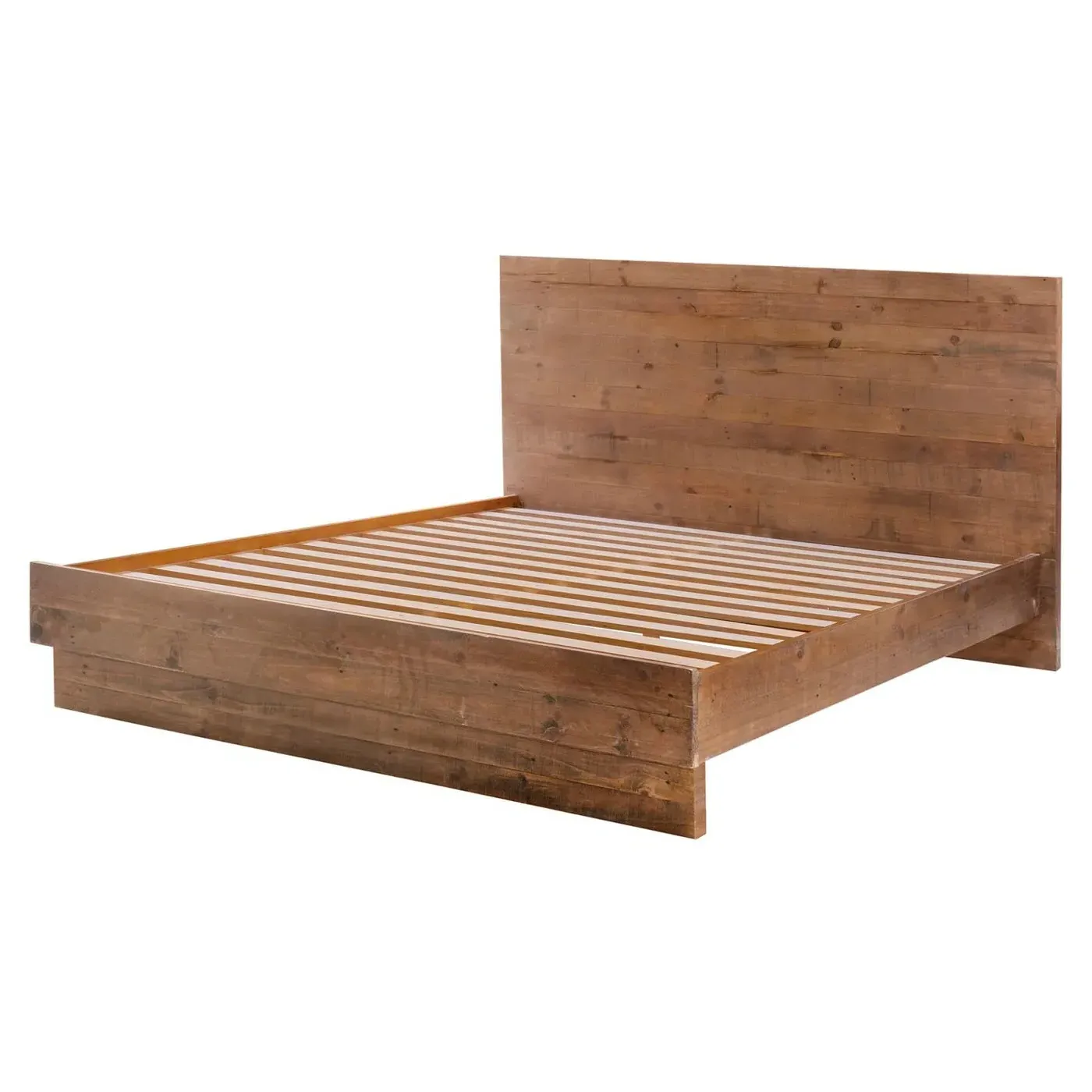Nestor King Size Bed Frame - Brown, Reclaimed Pine