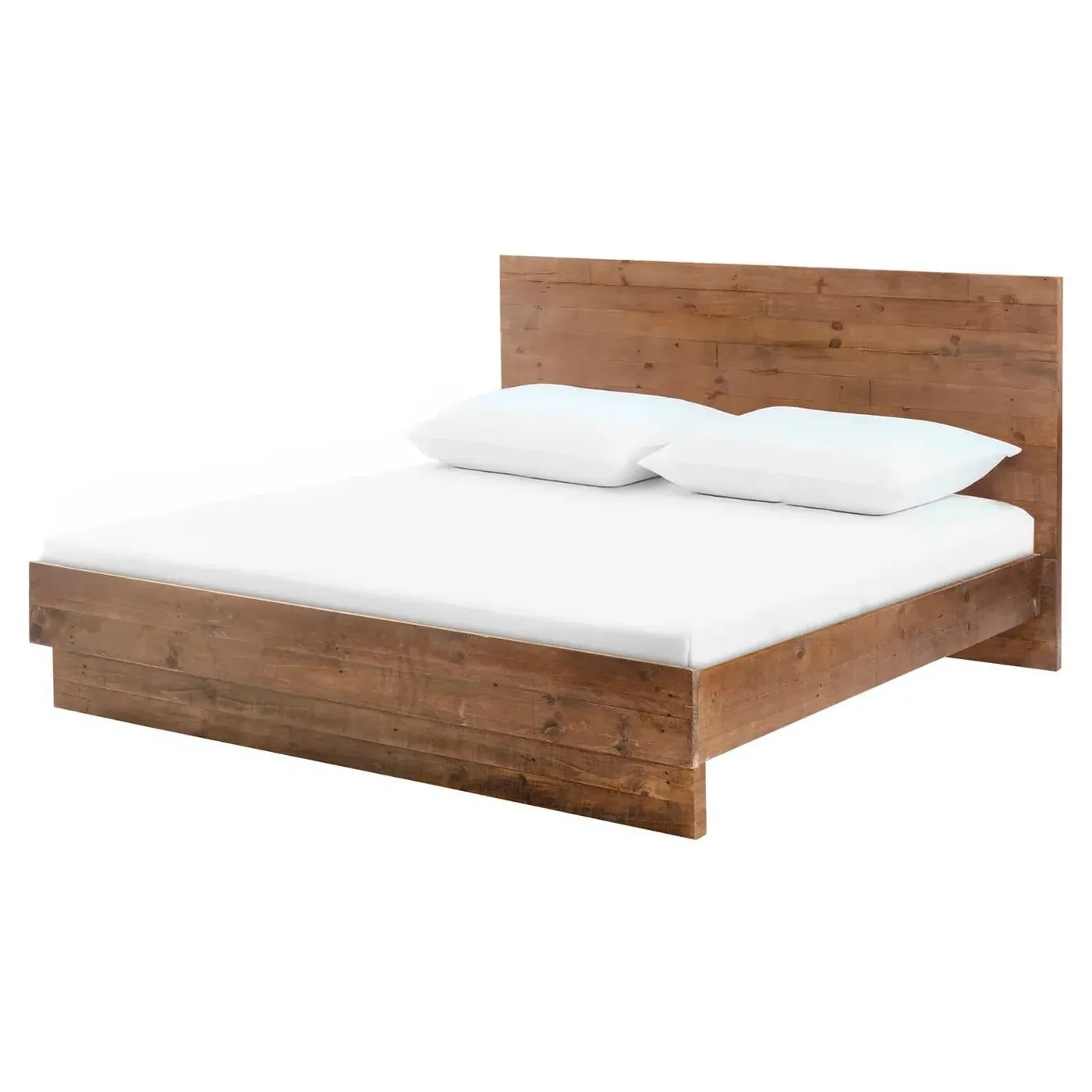 Nestor Queen Size Bed Frame - Brown, Reclaimed Pine