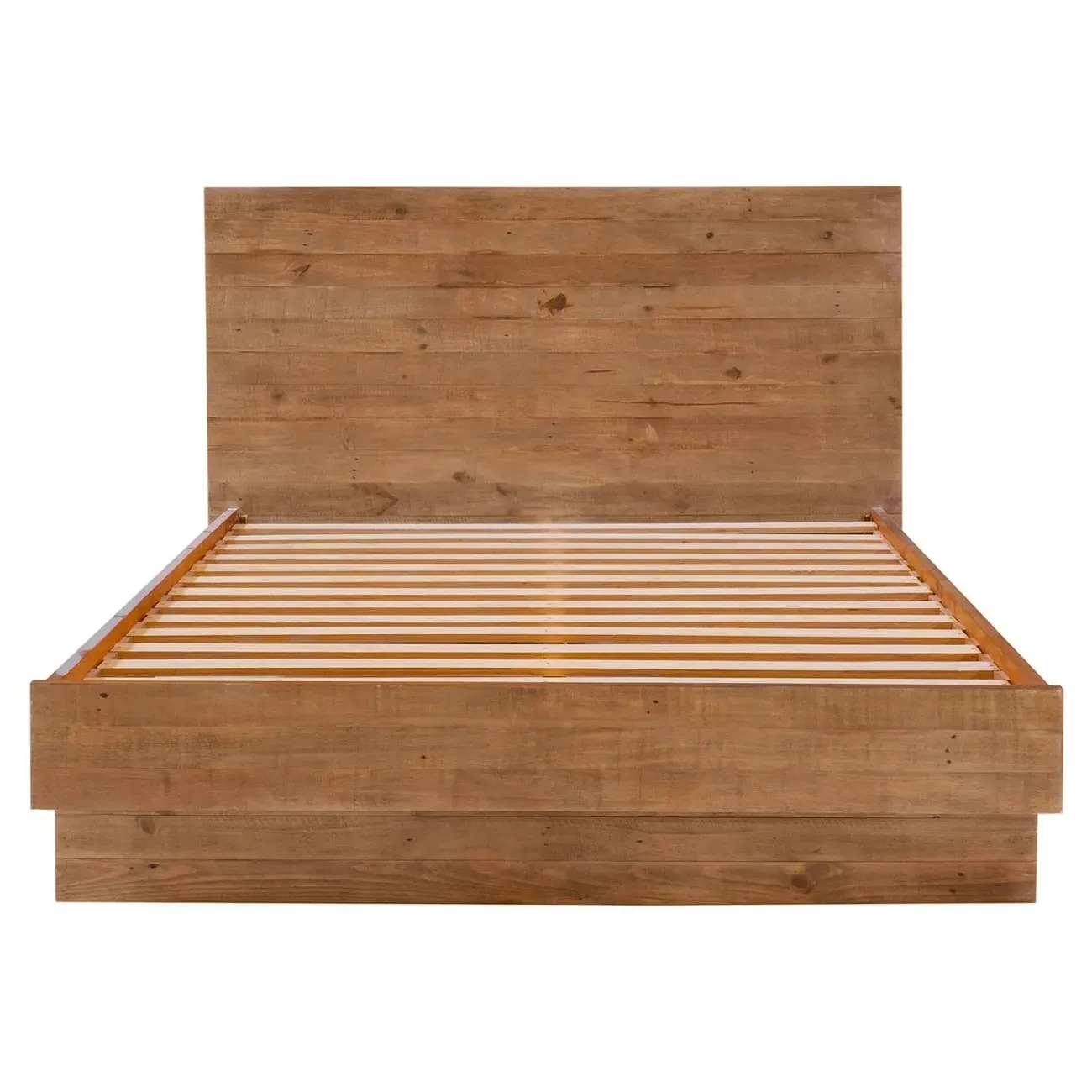 Nestor Queen Size Bed Frame - Brown, Reclaimed Pine