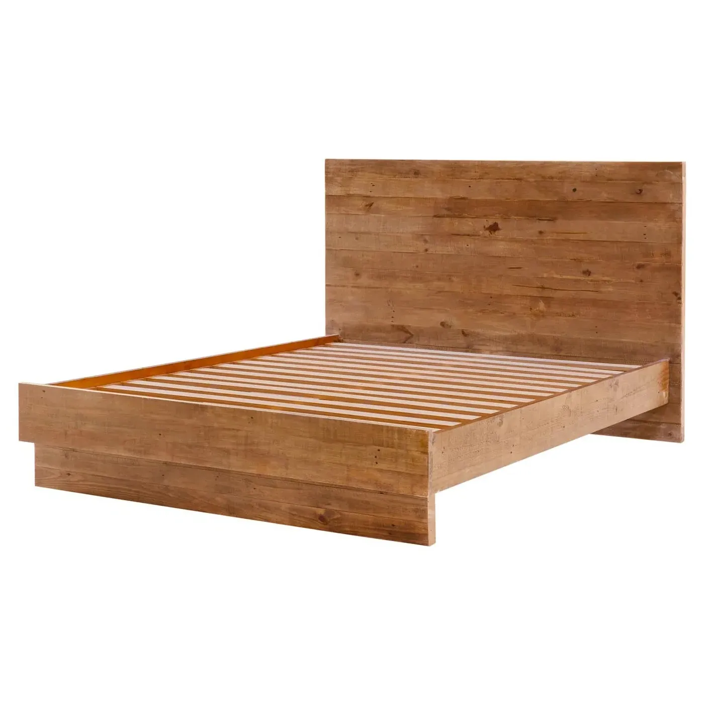Nestor Queen Size Bed Frame - Brown, Reclaimed Pine