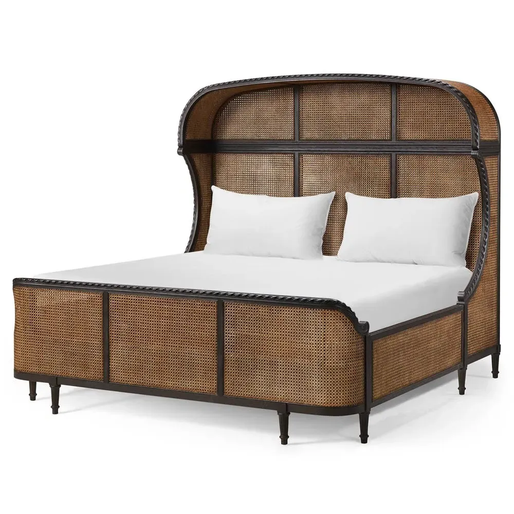 Nevaeh King Size Wingback Bed - Brown, Oak