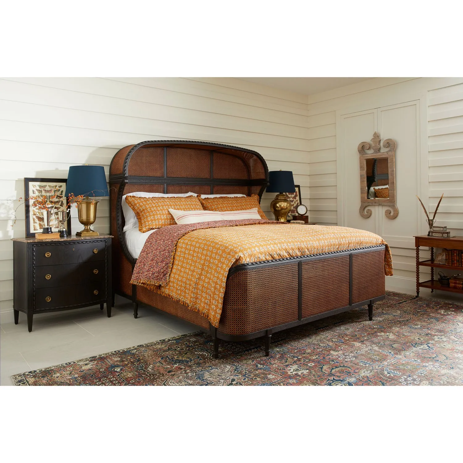 Nevaeh King Size Wingback Bed - Brown, Oak