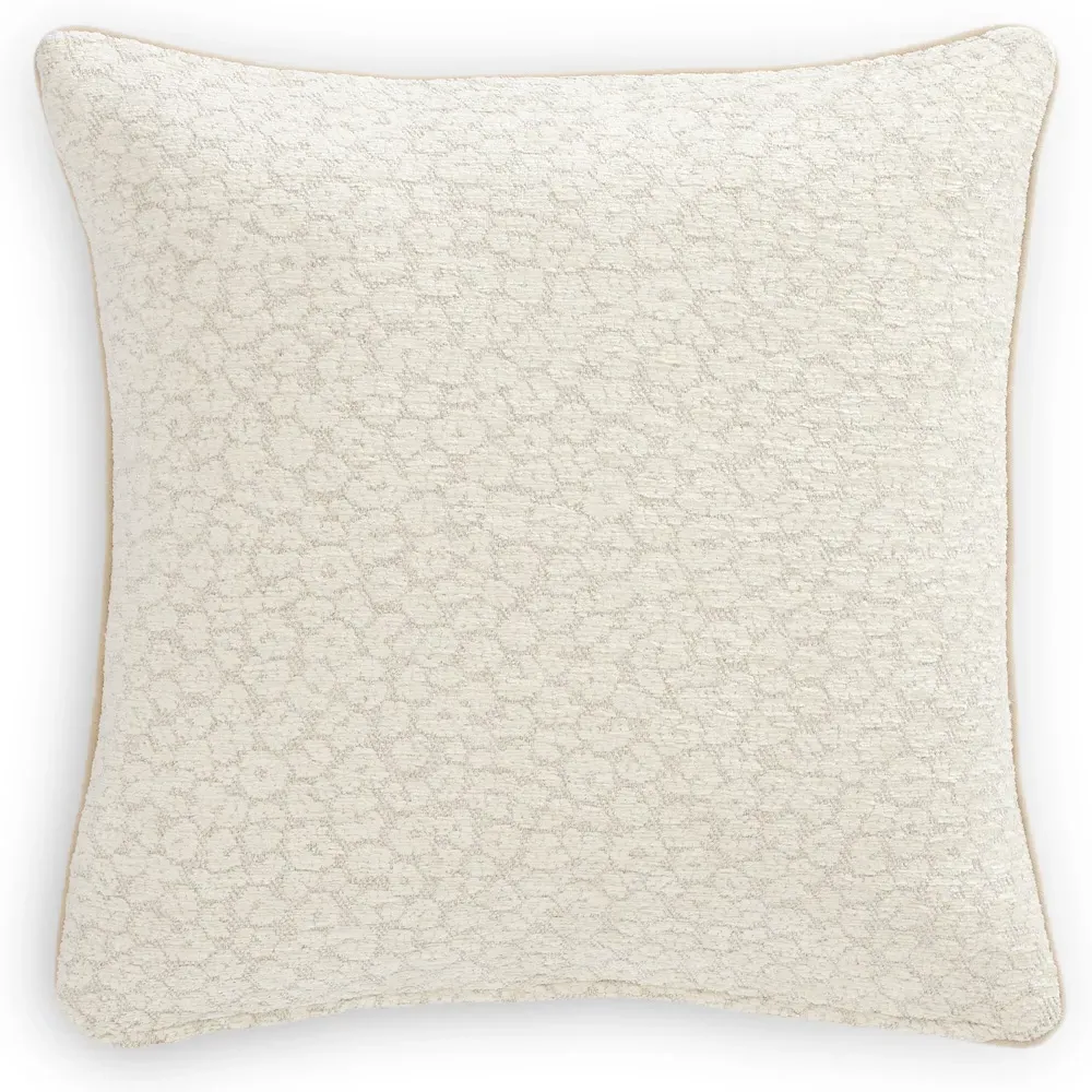 Newbury Gardenia Throw Pillow - Beige, Cotton
