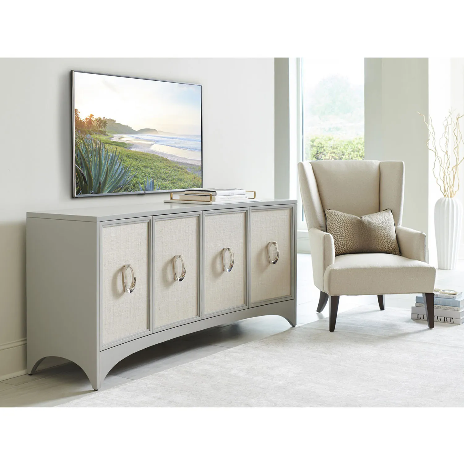 Newbury Park Media Cabinet - Grey, Maple Wood