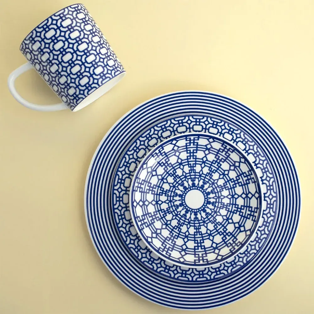 Newport Canape Plate Set of 4 - Blue, Porcelain