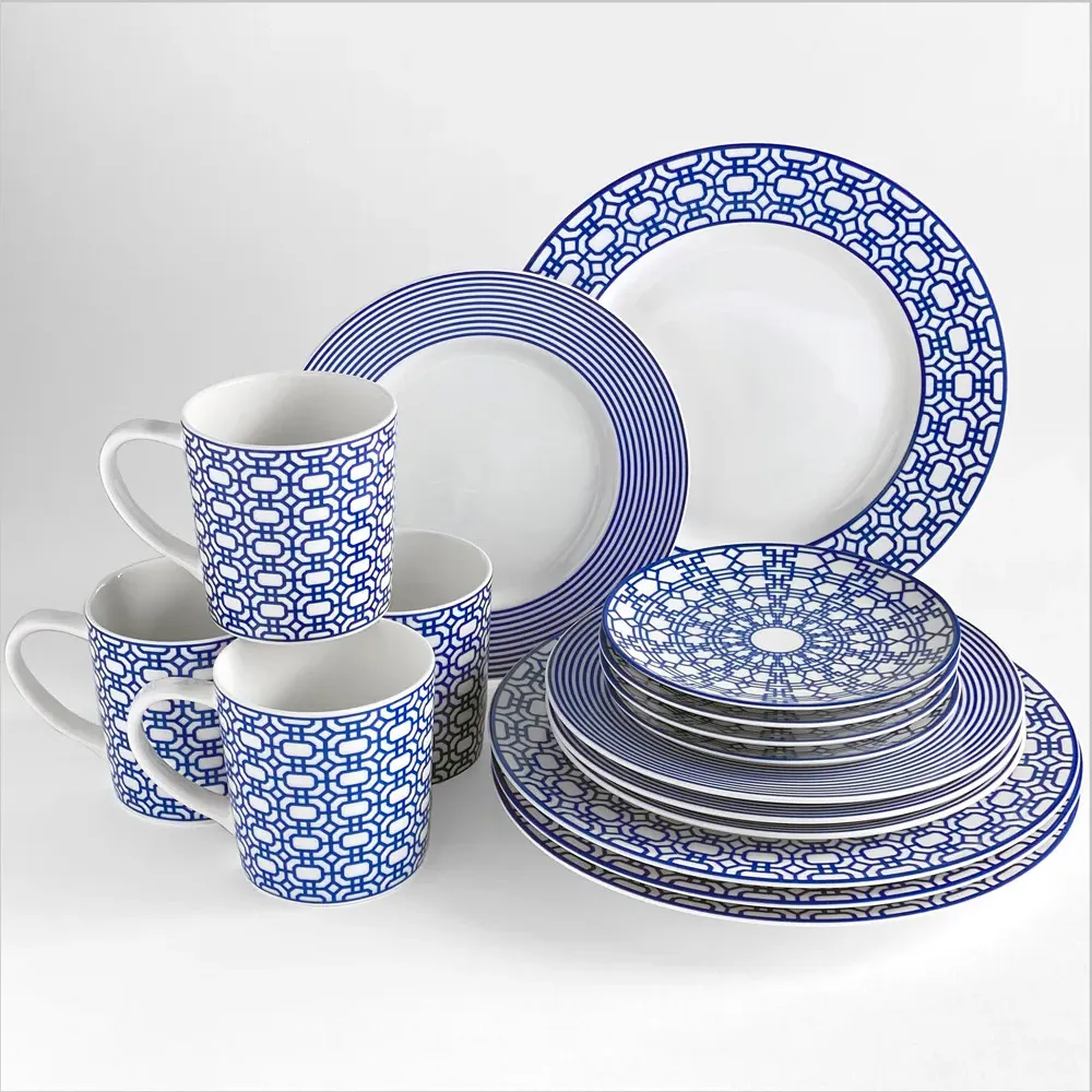 Newport Canape Plate Set of 4 - Blue, Porcelain