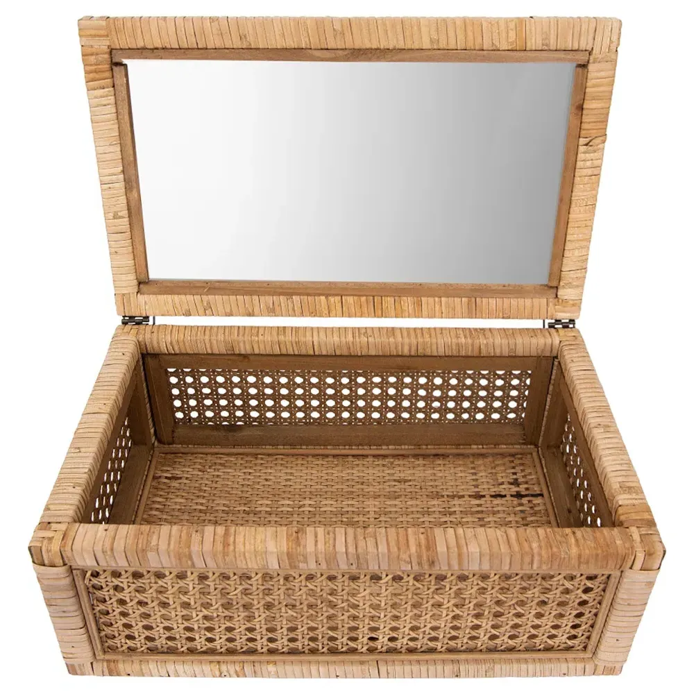 Niana Rectangular Decorative Box Set - Natural, Rattan