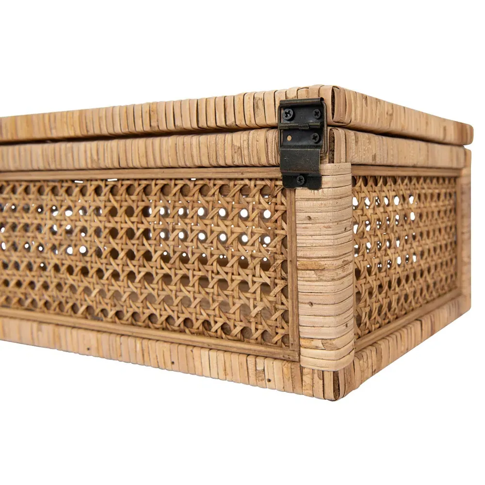 Niana Rectangular Decorative Box Set - Natural, Rattan