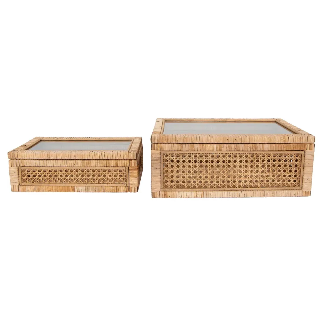 Niana Rectangular Decorative Box Set - Natural, Rattan