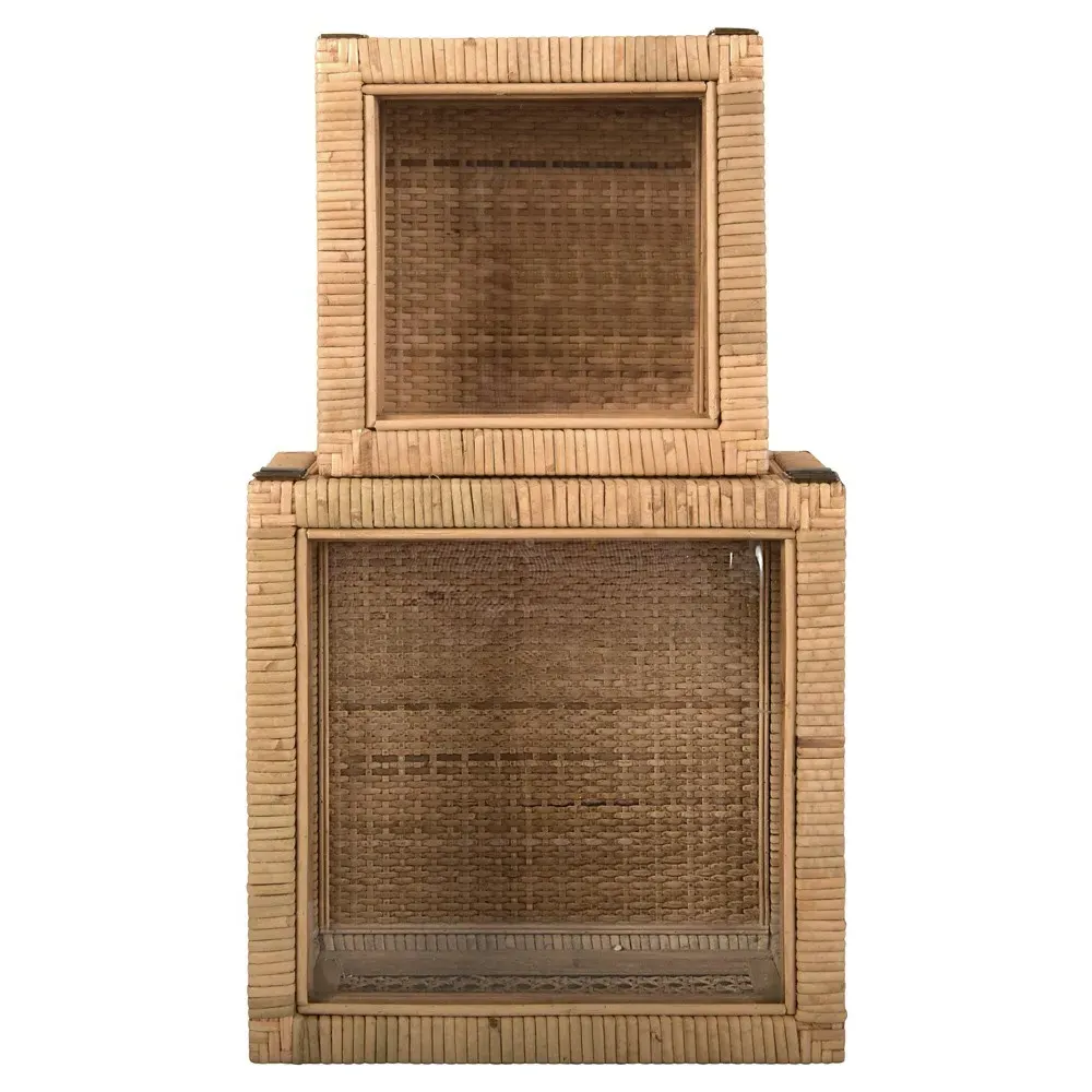Niana Square Decorative Box Set - Natural, Rattan