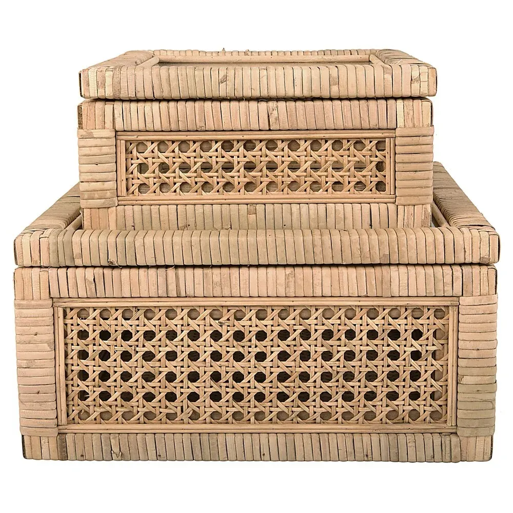 Niana Square Decorative Box Set - Natural, Rattan image