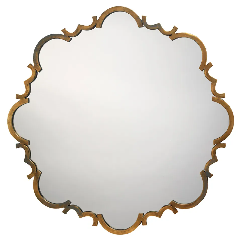 Nico Round Wall Mounted Mirror - Gold, Metal image