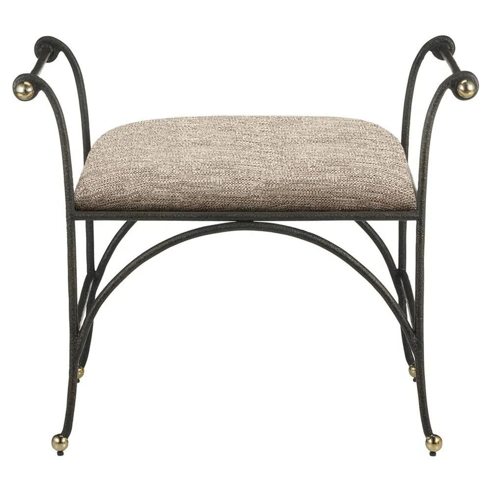 Nicole Rectangular Ottoman - Beige, Steel image