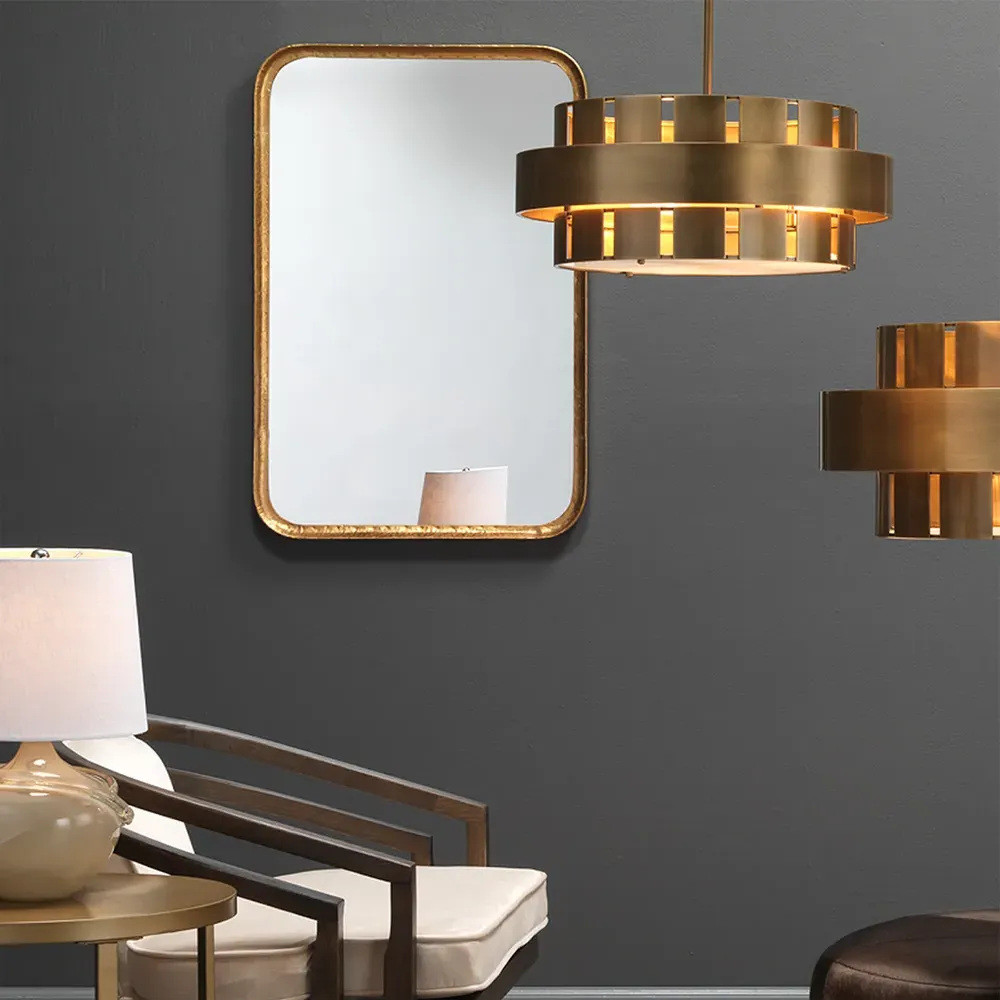 Nicole Rectangular Wall Mirror - Gold Leaf, Iron