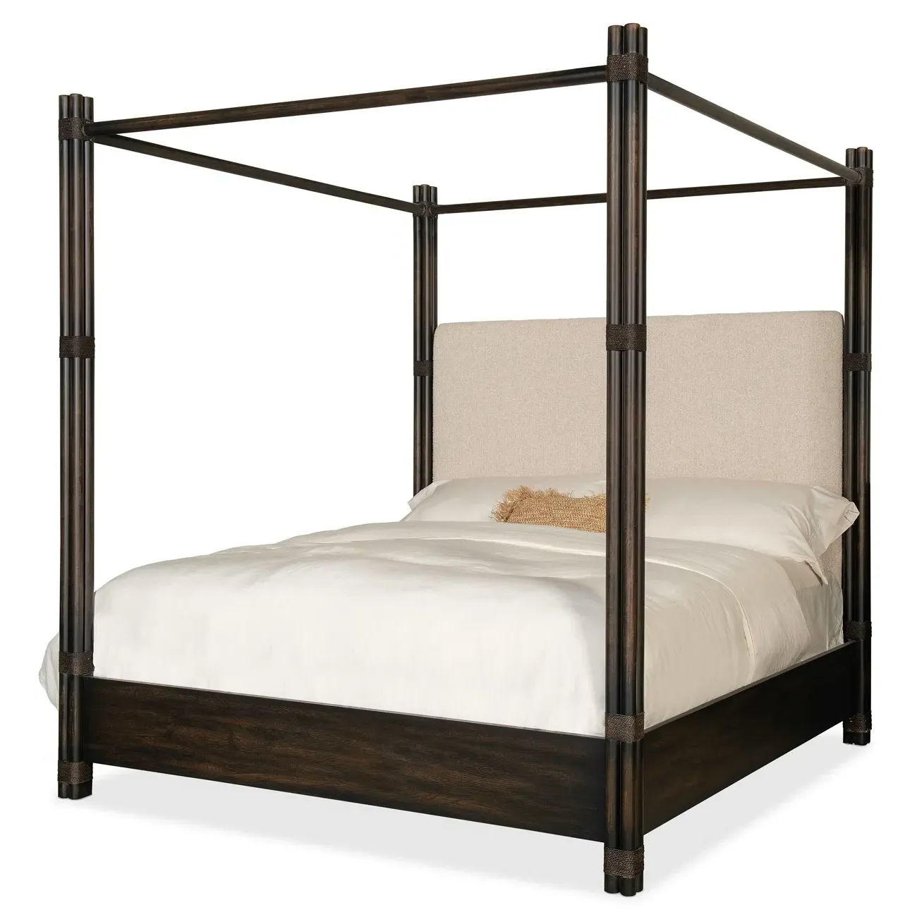 Nigel Cal King Canopy Bed - Dark Brown, Oak