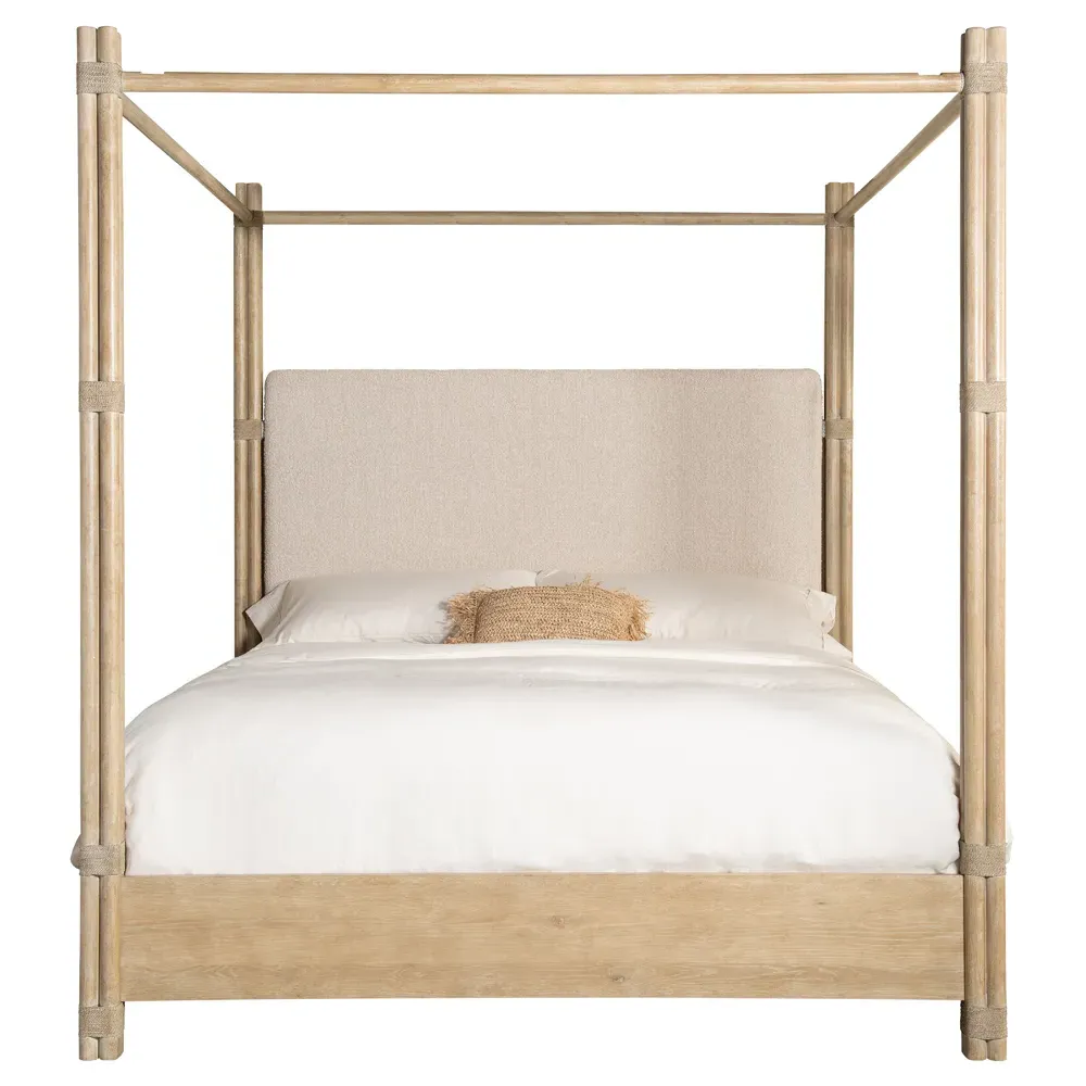 Nigel Cal King Canopy Bed - Light Brown, Oak