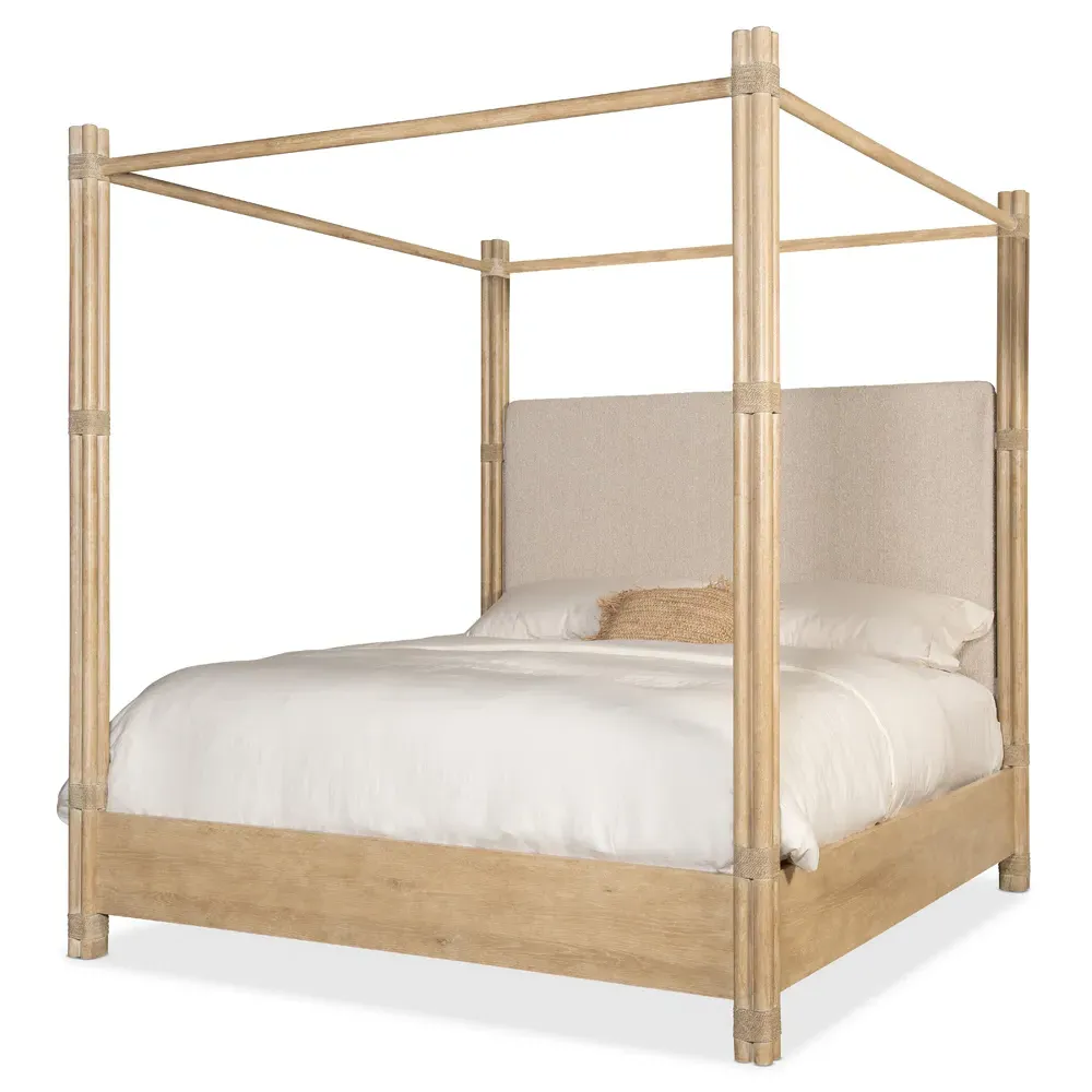 Nigel King Canopy Bed - Light Brown, Oak