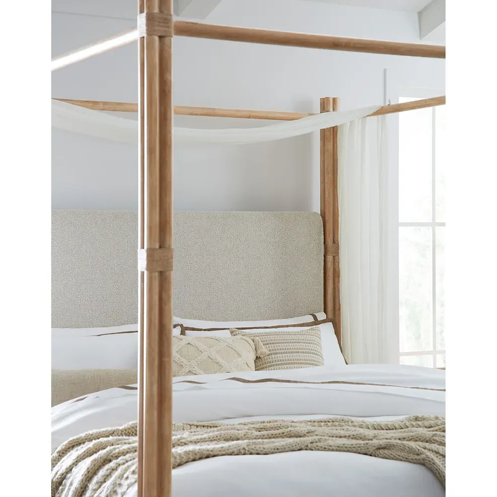 Nigel King Canopy Bed - Light Brown, Oak
