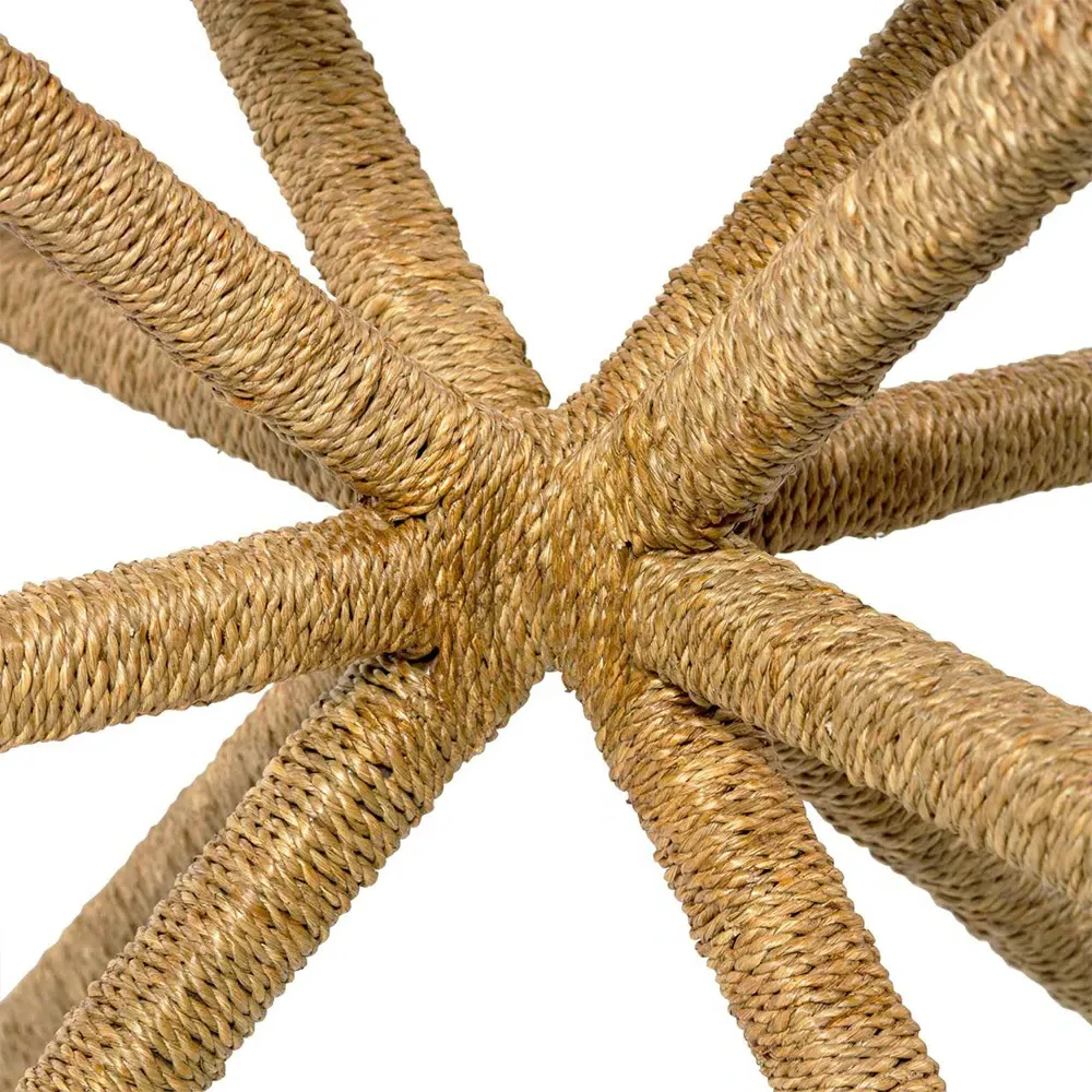 Nigel Round Side Table with Glass Top - Brown, Seagrass