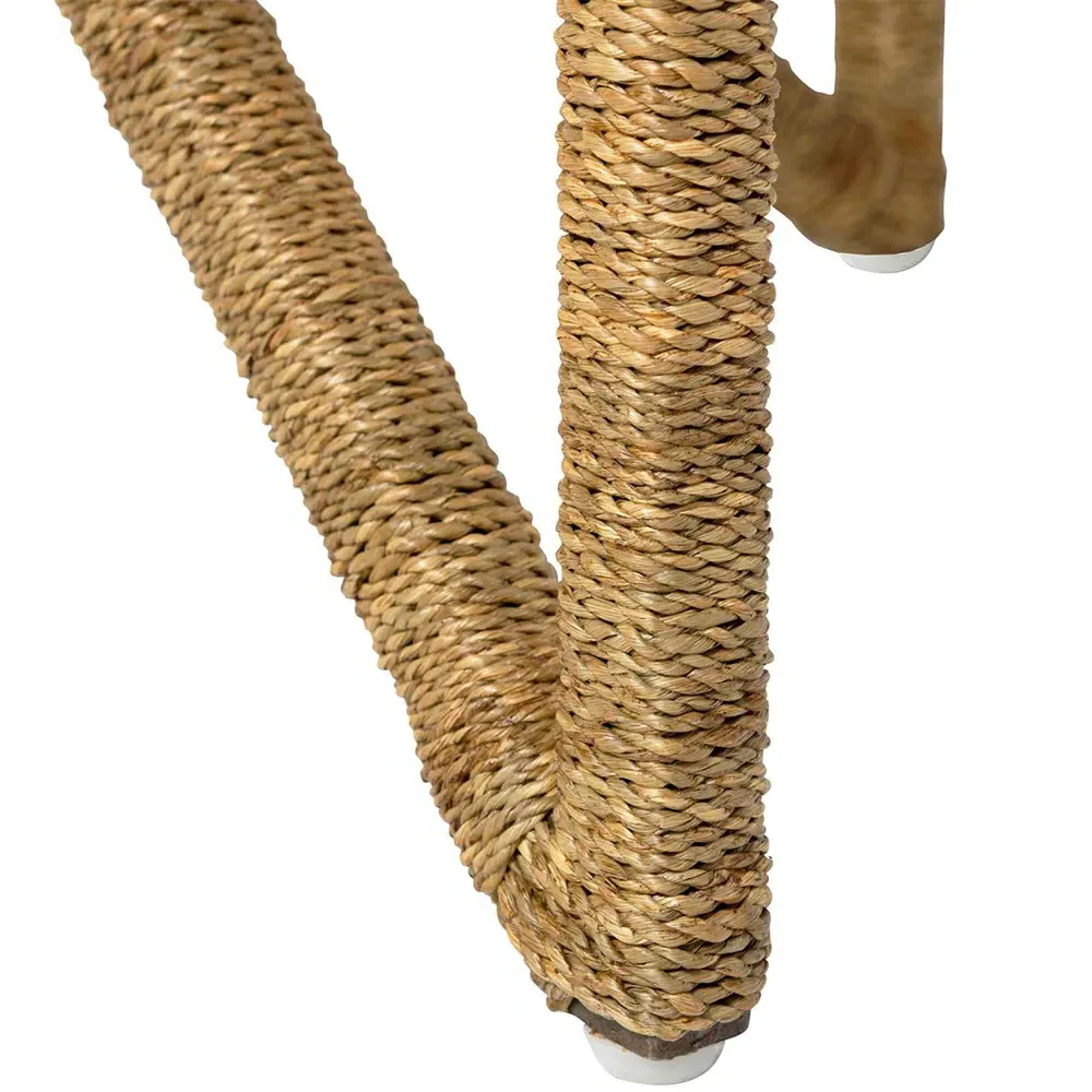 Nigel Round Side Table with Glass Top - Brown, Seagrass