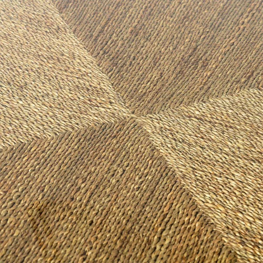 Nigel Round Side Table with Glass Top - Brown, Seagrass