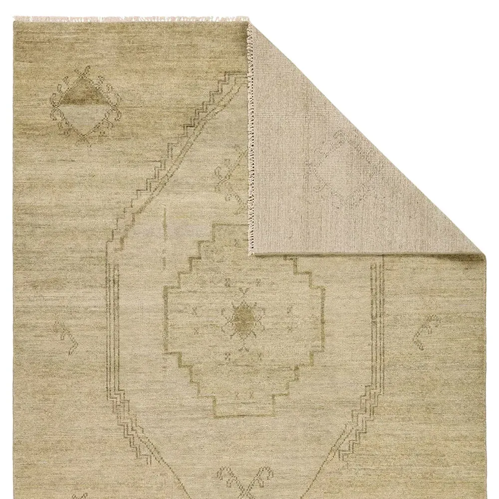 Nikita Fayola Medallion Hand Knotted Rug Sample - Green, Wool