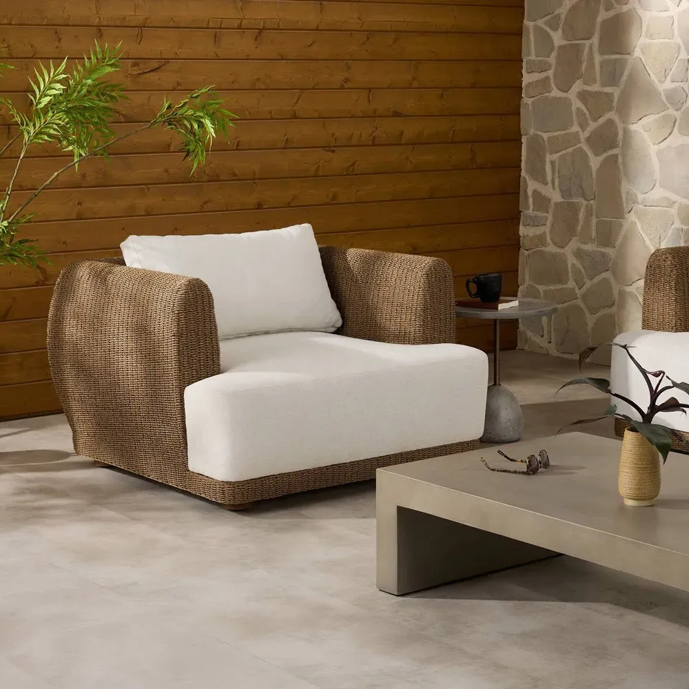 Nikka Wicker Outdoor Lounge Chair - Brown