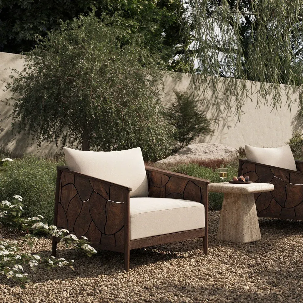 Nikolai Outdoor Lounge Arm Chair - Brown, Teak